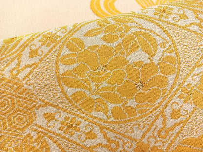 平和屋着物◎太鼓柄袋帯 綴れ 檜扇花文 金銀糸 正絹 逸品 BAAT4622kg