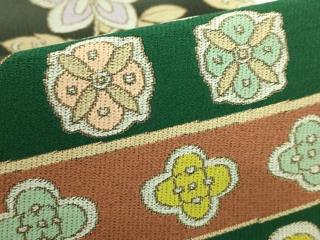 平和屋本店●極上 西陣 白綾苑大庭 六通柄袋帯 切り嵌め花文 金糸 逸品 DZAA6305kh5