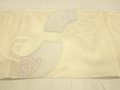 平和屋着物＊夏物　太鼓柄袋帯　地紙流水文　銀糸　正絹　逸品　DAAT1888cm