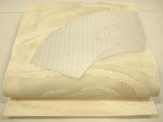 平和屋着物＊夏物　太鼓柄袋帯　地紙流水文　銀糸　正絹　逸品　DAAT1888cm