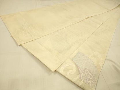 平和屋着物＊夏物　太鼓柄袋帯　地紙流水文　銀糸　正絹　逸品　DAAT1888cm
