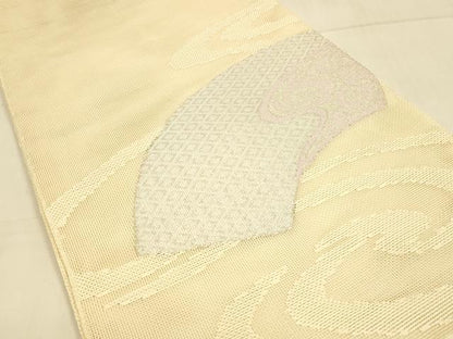 平和屋着物＊夏物　太鼓柄袋帯　地紙流水文　銀糸　正絹　逸品　DAAT1888cm