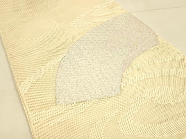 平和屋着物＊夏物　太鼓柄袋帯　地紙流水文　銀糸　正絹　逸品　DAAT1888cm