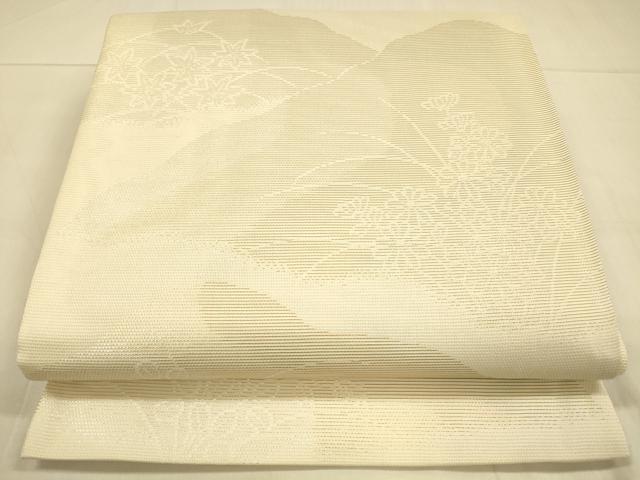 平和屋着物＊夏物 六通柄袋帯 草葉文 金銀糸 正絹 逸品 DAAT1891cm