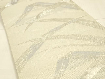 平和屋着物＊夏物　六通柄袋帯　草葉文　銀糸　正絹　逸品　DAAT1900cm