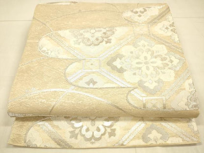 平和屋着物＊夏物 六通柄袋帯 蜀江花文 銀糸 正絹 逸品 DAAT1904cm