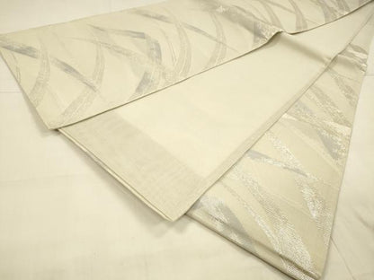平和屋着物＊夏物　六通柄袋帯　草葉文　銀糸　正絹　逸品　DAAT1900cm