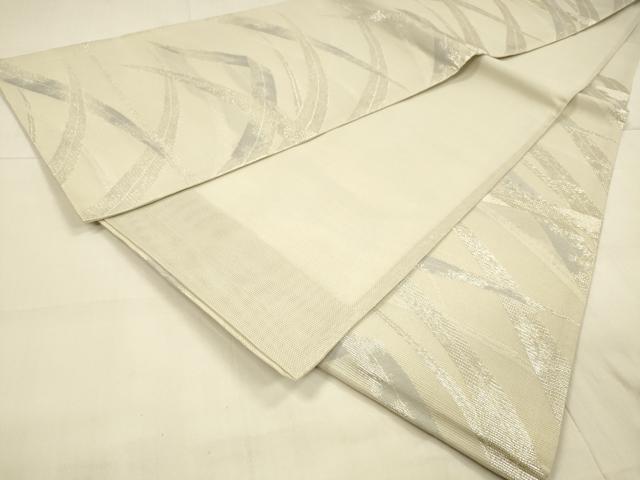 平和屋着物＊夏物　六通柄袋帯　草葉文　銀糸　正絹　逸品　DAAT1900cm