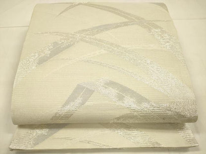 平和屋着物＊夏物　六通柄袋帯　草葉文　銀糸　正絹　逸品　DAAT1900cm