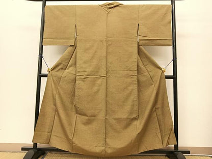 平和屋着物▽上質な紬 単衣 雲重ね文様 正絹 逸品 BAAT9013yc