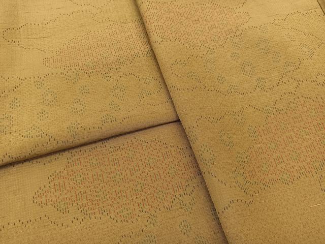 平和屋着物▽上質な紬 単衣 雲重ね文様 正絹 逸品 BAAT9013yc