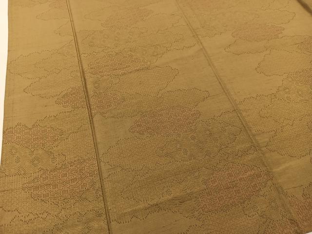 平和屋着物▽上質な紬 単衣 雲重ね文様 正絹 逸品 BAAT9013yc