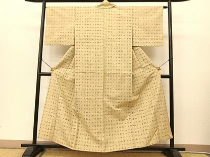 平和屋着物▽上質な紬 単衣 琉球絣文様 正絹 逸品 BAAT9014yc