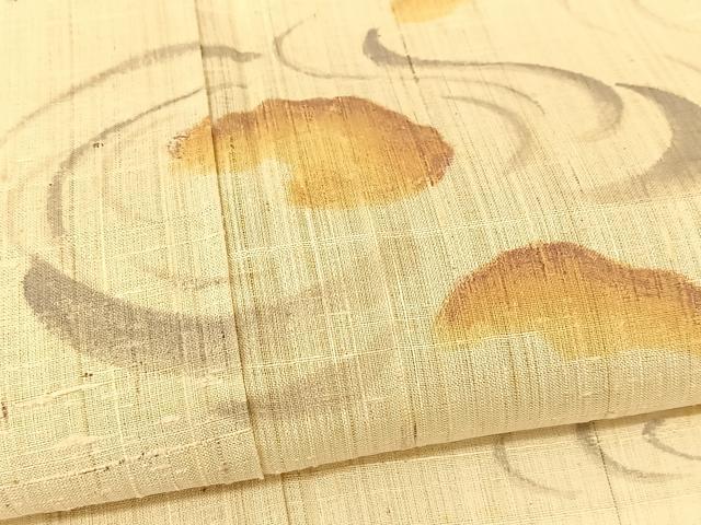 平和屋着物▽訪問着 単衣 生紬 枯山水 正絹 逸品 BAAT9016yc