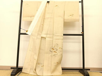 平和屋着物▽訪問着 単衣 生紬 枯山水 正絹 逸品 BAAT9016yc