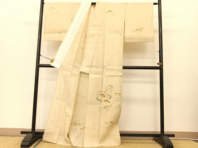 平和屋着物▽訪問着 単衣 生紬 枯山水 正絹 逸品 BAAT9016yc