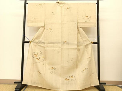 平和屋着物▽訪問着 単衣 生紬 枯山水 正絹 逸品 BAAT9016yc