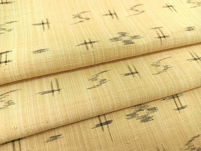 平和屋着物▽上質な紬 単衣 琉球絣文様 正絹 逸品 BAAT9014yc
