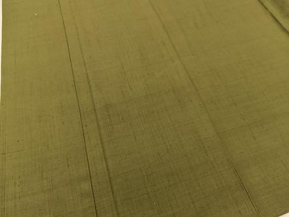 平和屋着物▽上質な紬 単衣 色無地 麹塵色 正絹 逸品 BAAT9028yc