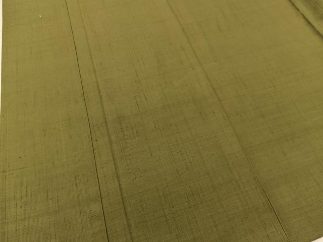 平和屋着物▽上質な紬 単衣 色無地 麹塵色 正絹 逸品 BAAT9028yc