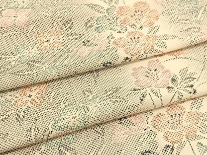 平和屋着物▽上質な紬 単衣 草花間道 正絹 逸品 BAAT9036yc