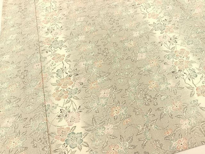 平和屋着物▽上質な紬 単衣 草花間道 正絹 逸品 BAAT9036yc