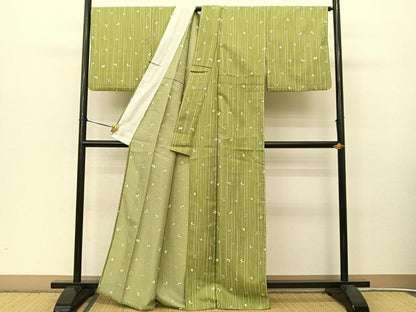 平和屋着物▽小紋　単衣　舞花文　洗える着物　BAAT9047yc