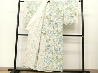 平和屋着物▽上質な小紋 単衣 花蝶文 西武百貨店扱い 正絹 逸品 BAAT9043yc