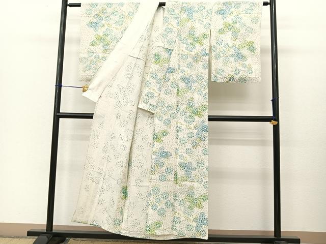 平和屋着物▽上質な小紋 単衣 花蝶文 西武百貨店扱い 正絹 逸品 BAAT9043yc
