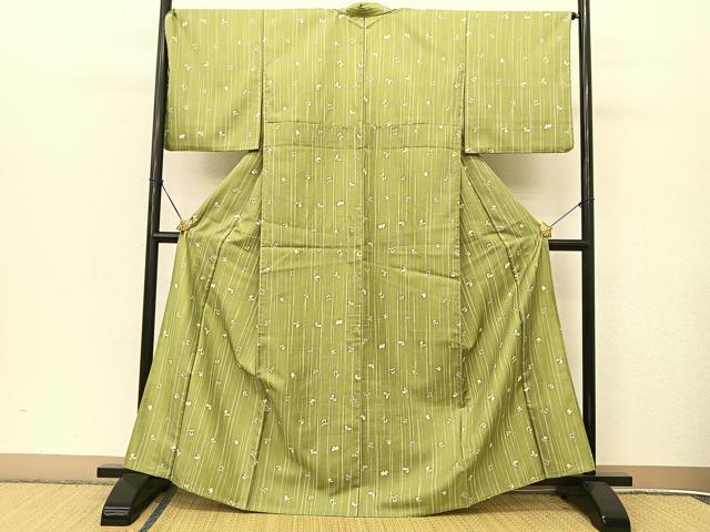 平和屋着物▽小紋　単衣　舞花文　洗える着物　BAAT9047yc