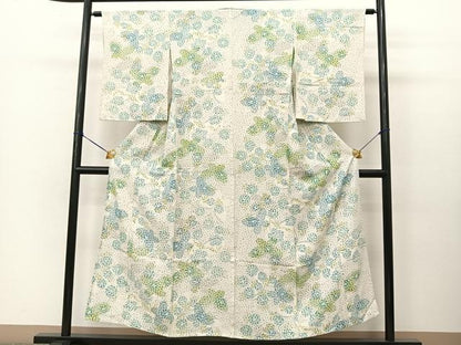 平和屋着物▽上質な小紋 単衣 花蝶文 西武百貨店扱い 正絹 逸品 BAAT9043yc