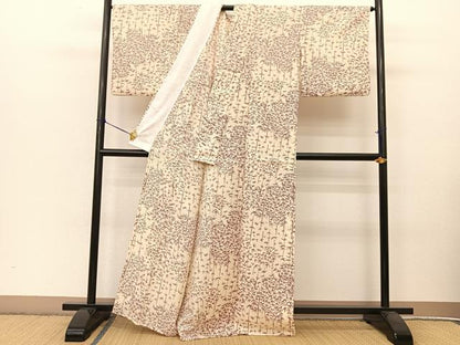 平和屋着物▽小紋 単衣 笹竹文 洗える着物 BAAT9051yc