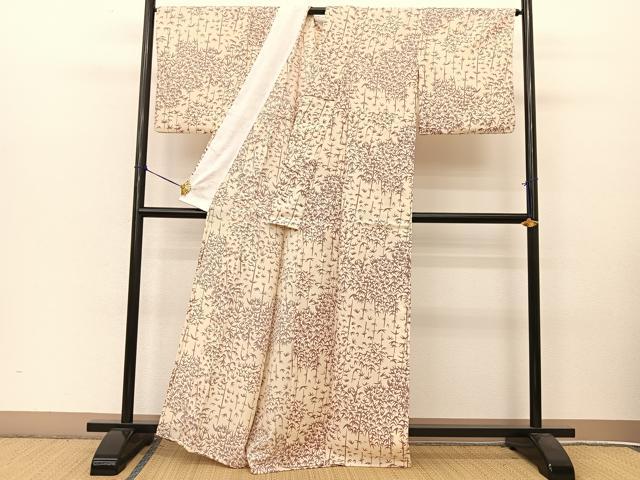 平和屋着物▽小紋 単衣 笹竹文 洗える着物 BAAT9051yc