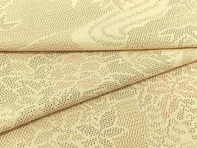 平和屋着物▽上質な紬　単衣　流水風景花文　正絹　逸品　BAAT9052yc