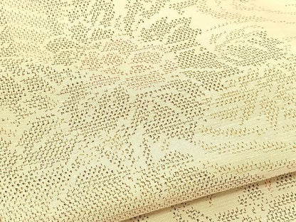 平和屋着物▽上質な紬　単衣　流水風景花文　正絹　逸品　BAAT9052yc