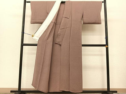 平和屋着物▽上質な色無地 単衣 鴇浅葱色 鬼しぼ縮緬 正絹 逸品 BAAT9056yc
