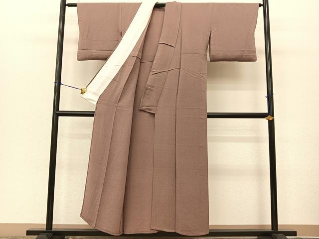 平和屋着物▽上質な色無地 単衣 鴇浅葱色 鬼しぼ縮緬 正絹 逸品 BAAT9056yc