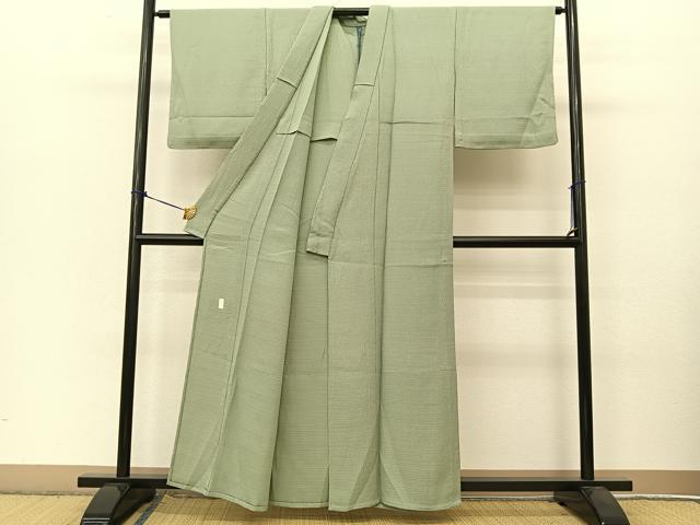 平和屋着物▽本加賀友禅作家 押田正義監修 色無地 単衣 堅牢染 錆青磁色 証紙付き 正絹 逸品 BAAT9053yc