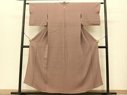 平和屋着物▽上質な色無地 単衣 鴇浅葱色 鬼しぼ縮緬 正絹 逸品 BAAT9056yc