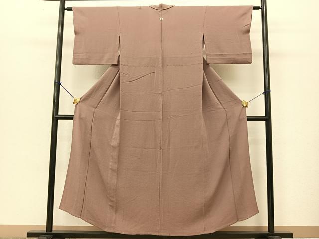 平和屋着物▽上質な色無地 単衣 鴇浅葱色 鬼しぼ縮緬 正絹 逸品 BAAT9056yc