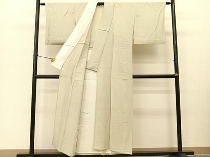 平和屋着物▽上質な色無地　単衣　白緑色　正絹　逸品　BAAT9060yc