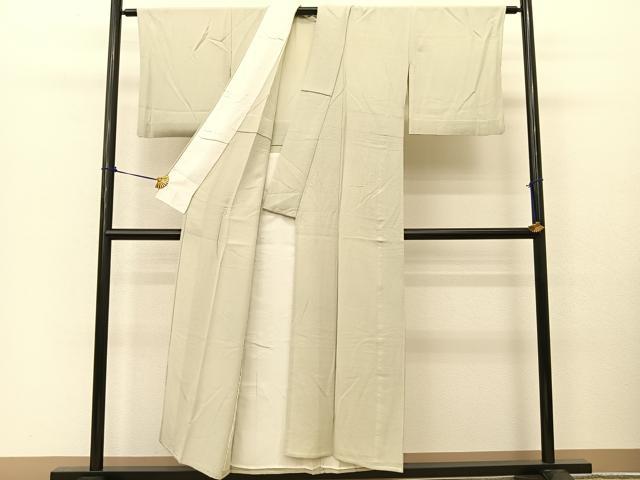 平和屋着物▽上質な色無地　単衣　白緑色　正絹　逸品　BAAT9060yc