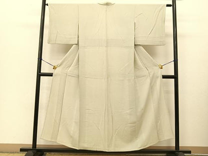 平和屋着物▽上質な色無地　単衣　白緑色　正絹　逸品　BAAT9060yc