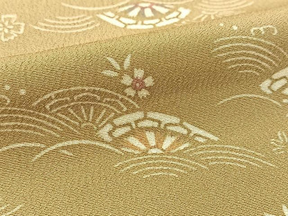 平和屋着物▽上質な小紋 単衣 源氏車青海波花文 正絹 逸品 BAAT9081yc