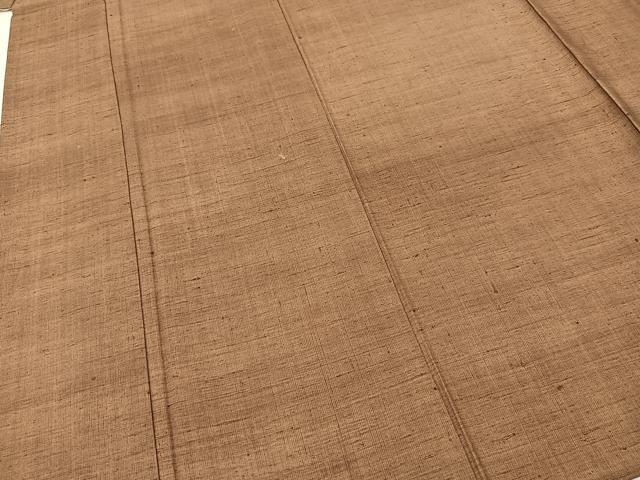 平和屋着物▽上質な紬 単衣 色無地 銀煤竹色 正絹 逸品 BAAT9080yc