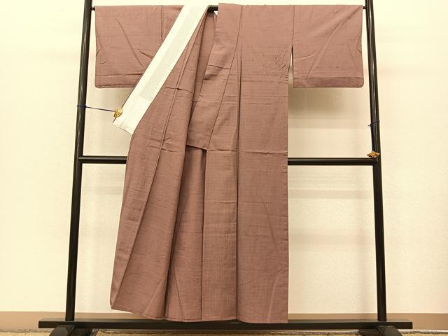平和屋着物▽上質な紬 単衣 色無地 鴇浅葱色 正絹 逸品 BAAT9073yc