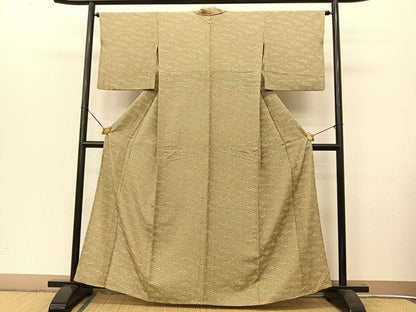 平和屋着物▽上質な小紋 単衣 源氏車青海波花文 正絹 逸品 BAAT9081yc