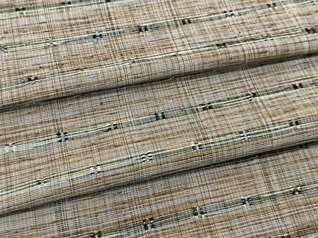 平和屋着物▽上質な紬 単衣 横段文 正絹 逸品 BAAT9085yc