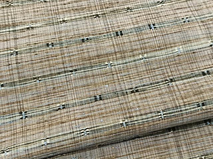 平和屋着物▽上質な紬 単衣 横段文 正絹 逸品 BAAT9085yc