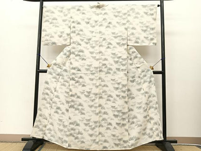 平和屋着物▽上質な小紋 単衣 若松葉 正絹 逸品 BAAT9098yc